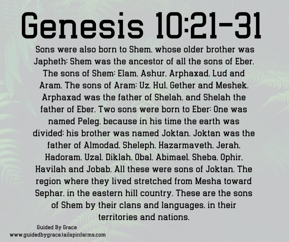 BORN TO SHEM / GENESIS 10:21-31 - Guided By Grace