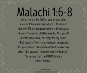 PRIESTS WHO SHOW CONTEMPT FOR MY NAME / MALACHI 1:6 8 Guided By Grace